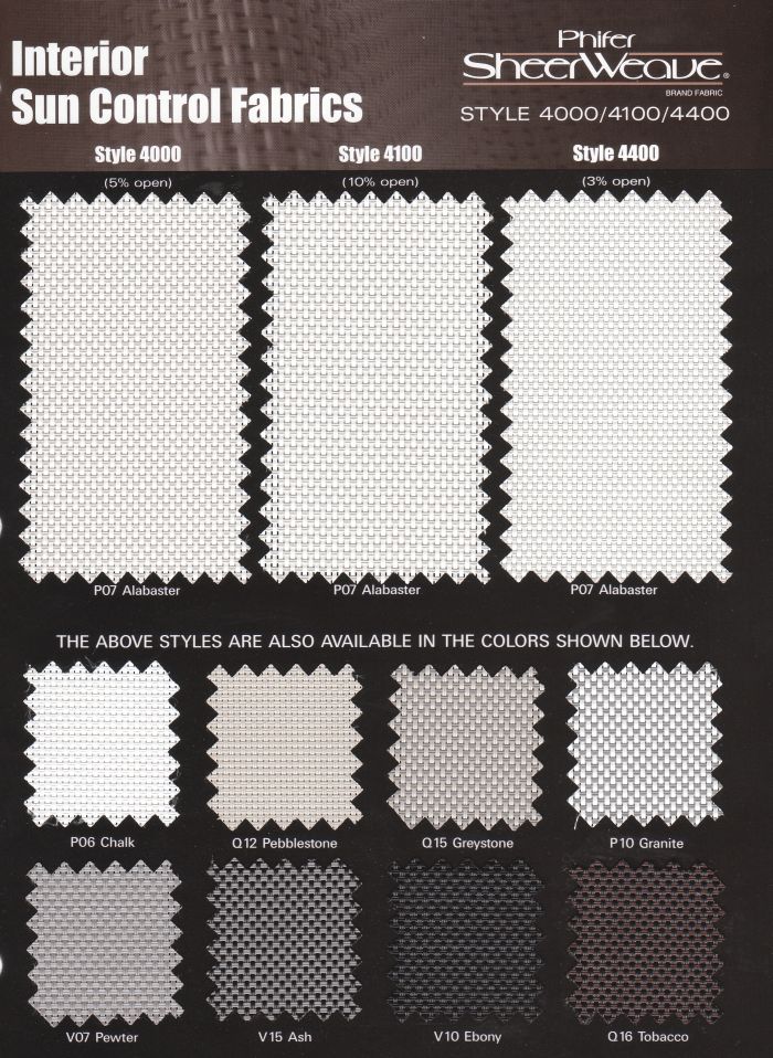 Phifer Sheerweave Styles 4000 4100 4400