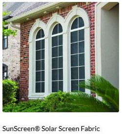 Using SunScreen is like having a shade tree in front of your window without blocking the view. It can be used in door, window, and porch screening applications.-- Baring bugs from your home while providing air flow. Perhaps its the most outstanding feature is its ability to block 70% of the solar rays to reduce heat gain and glare -- even before it touches your window! Phifer SunScreen is a woven vinyl-Coated fiberglass screening manufactured for the primary use of reducing solar heat gain in the summer and reducing heat loss in the winter. SunScreen absorbs and dissipates up to 70% of the sun's heat and glare before it reaches the window. SunScreen is easily installed on any type and size of window and also performes as an insect screening. 