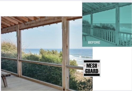 For guardrail infill code requirements, most building codes require the vertical posts that support the handrail to be installed no more than 4 inches apart. This limits porch railing design options and results in an obstructed view to the outdoors. MeshGuard from Screen Tight enables an open, picket-free design and is approved by building codes across America.