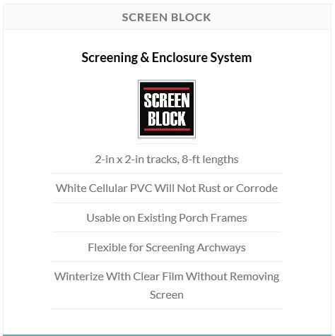 Easily convert your porch into an enclosed living space during the colder months without having to remove your screen! Screen Block from Screen Tight is the quick and easy way to extend your livable area of your home.