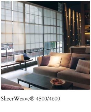 Phifer Sheerweave 4500 and 4600. Using advances in polyester yarn development, Styles 4500 and 4600 are thinner and lighter weight, allowing for ease of fabrication. Both styles are full basketweaves, making them ideal for applications that require a more opaque and non-directional fabric. Styles 4500/4600 can also be used in exterior roller shades. We carry only Phifer Interior Shading/roller shade fabrics. 