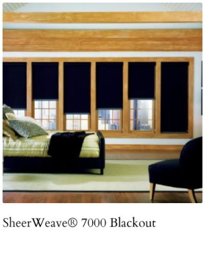 Phifer Sheerweave 7000. Style 7000 is uniquely designed to provide total light blockage when complete room darkening is needed. With a broad range of decorator colors and the look and feel of cloth, Style 7000 will enhance the beauth and function of any room. Manufacturer does not recommend railroading this fabric.